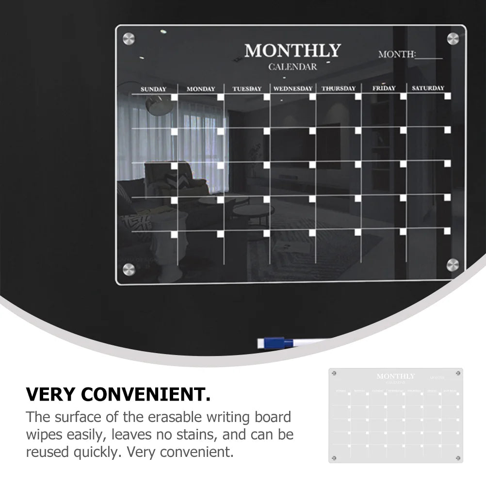 Magnetic Whiteboard Kitchen Plate Fridge Dry Erase Calendar Practical Acrylic Blank Board Schedule Transparent with Pen