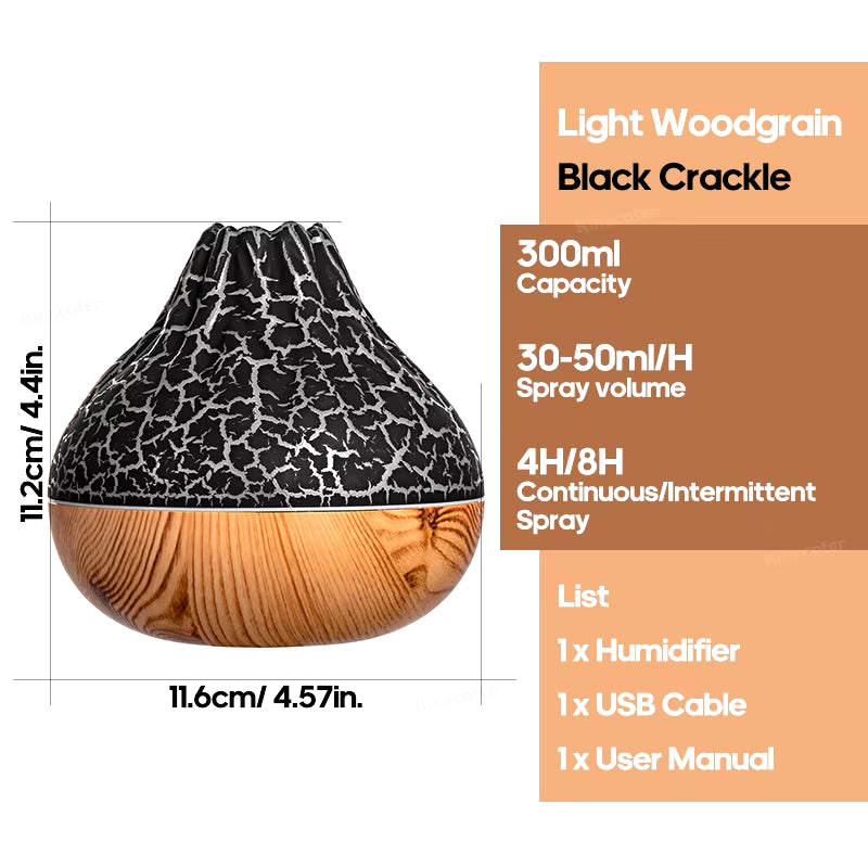 Volcano Mist Aroma Humidifier – Calming LED Diffuser with Soothing Mist & Ambient Glow