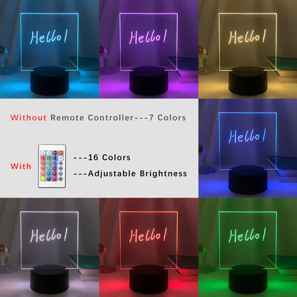 Personalized Glow Message Board – Color-Changing LED Acrylic Lamp for Home & Office