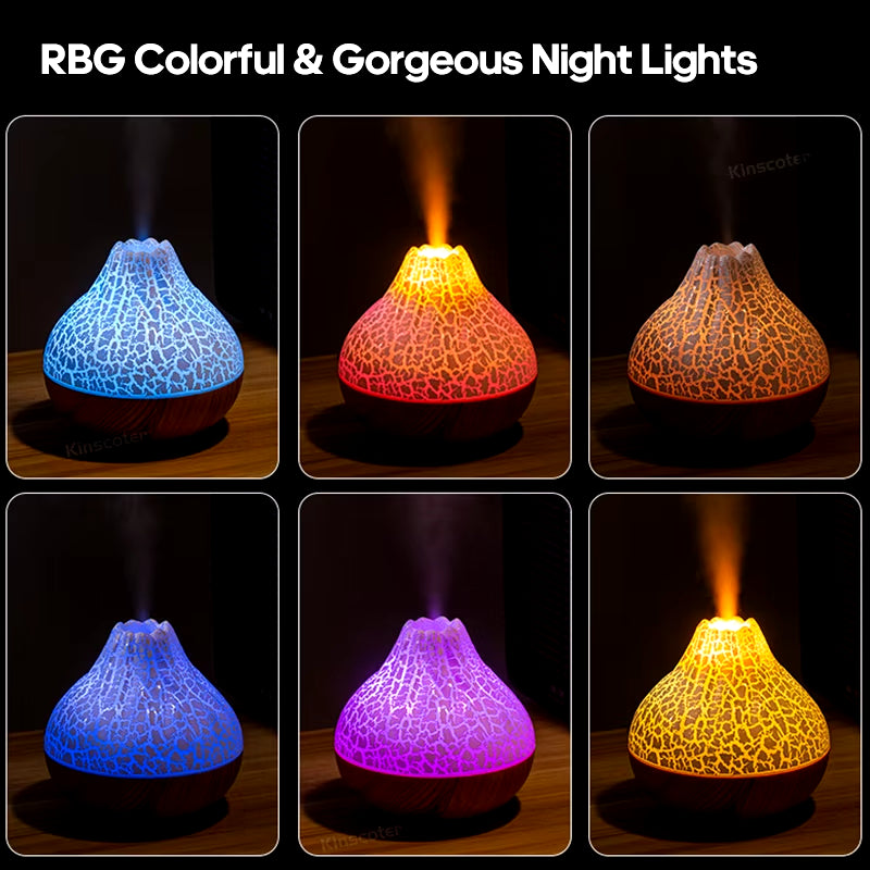 Volcano Mist Aroma Humidifier – Calming LED Diffuser with Soothing Mist & Ambient Glow