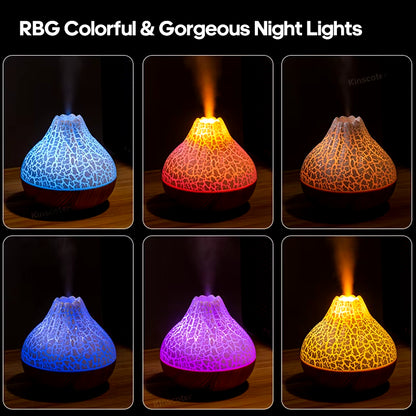 Volcano Mist Aroma Humidifier – Calming LED Diffuser with Soothing Mist & Ambient Glow