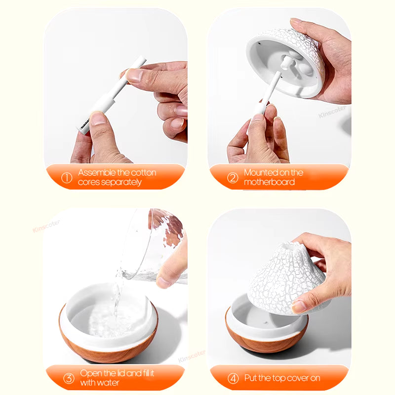 Volcano Mist Aroma Humidifier – Calming LED Diffuser with Soothing Mist & Ambient Glow
