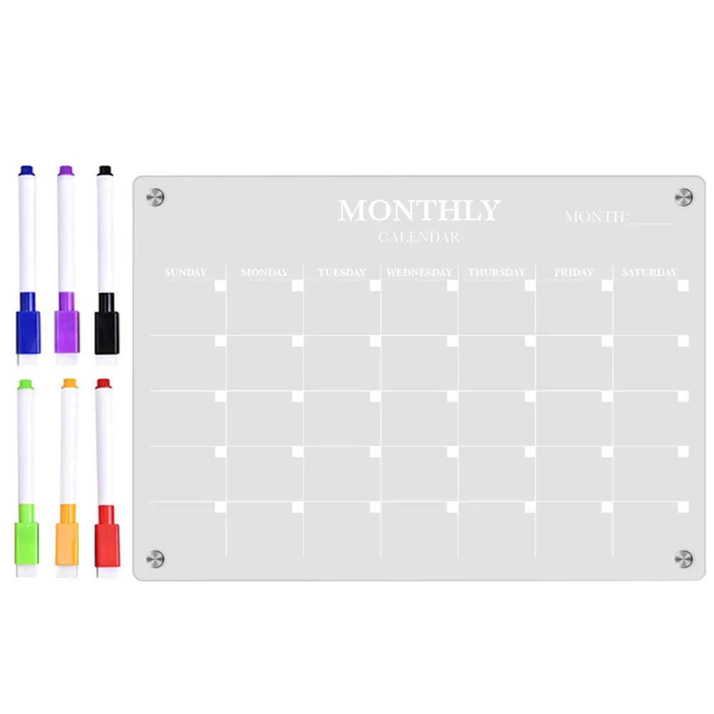 Magnetic Whiteboard Kitchen Plate Fridge Dry Erase Calendar Practical Acrylic Blank Board Schedule Transparent with Pen