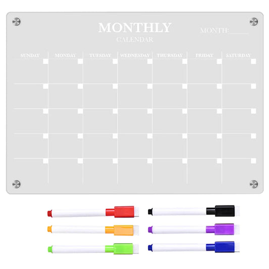 Magnetic Whiteboard Kitchen Plate Fridge Dry Erase Calendar Practical Acrylic Blank Board Schedule Transparent with Pen