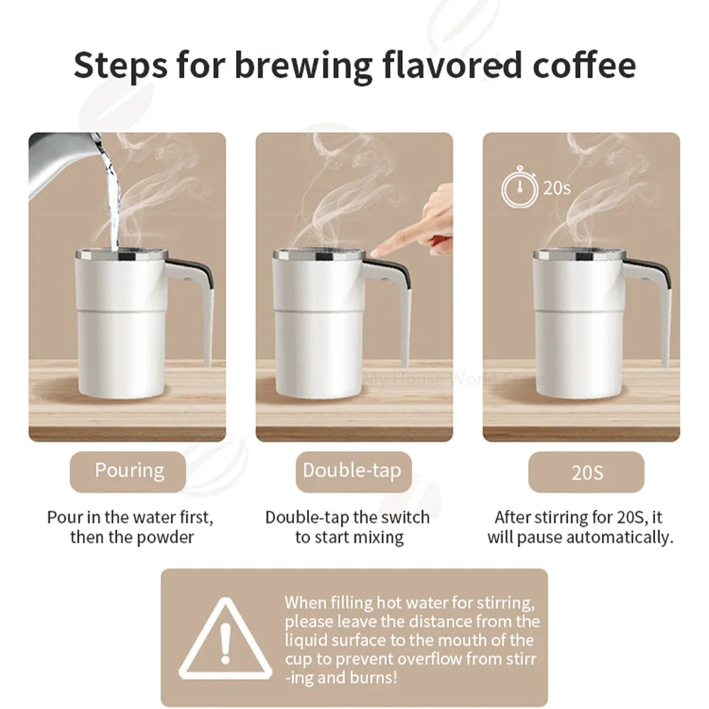 Automatic Self-Stirring Coffee Mug – USB Rechargeable Magnetic Mixer Cup for Coffee & Tea