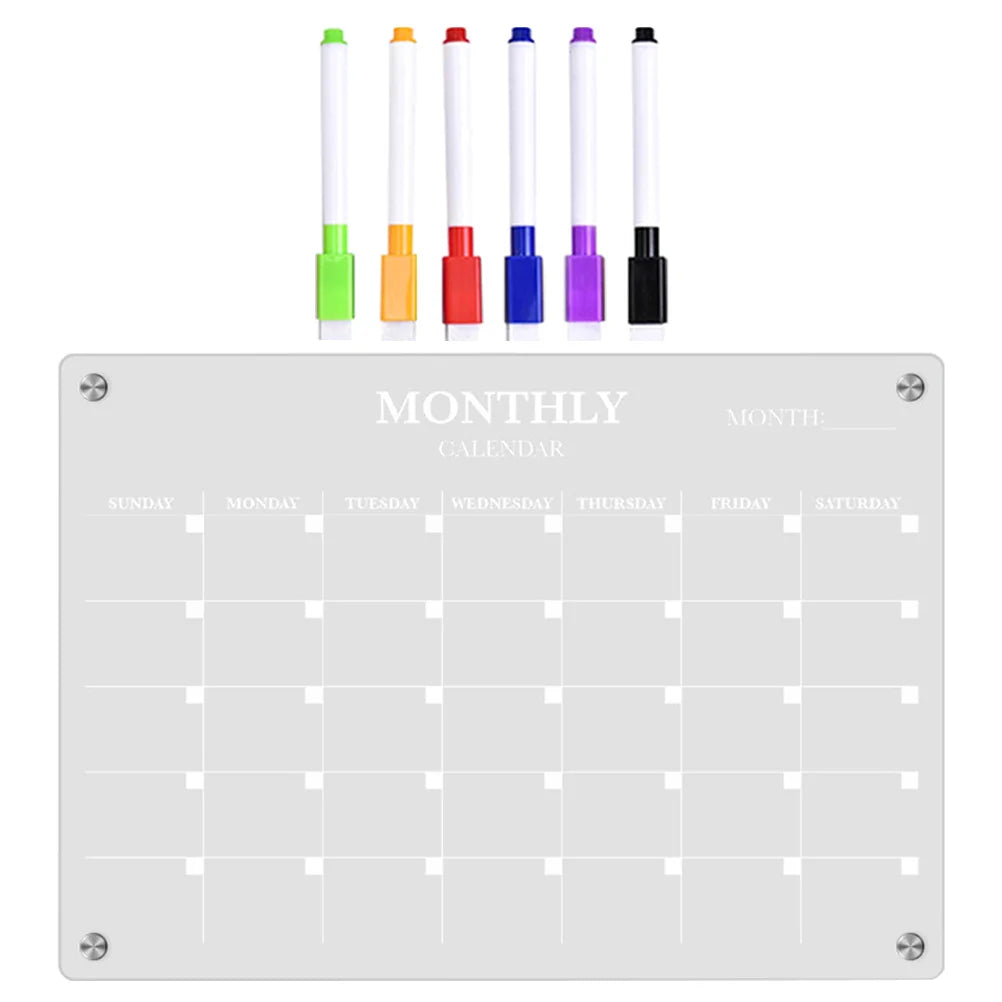 Magnetic Whiteboard Kitchen Plate Fridge Dry Erase Calendar Practical Acrylic Blank Board Schedule Transparent with Pen